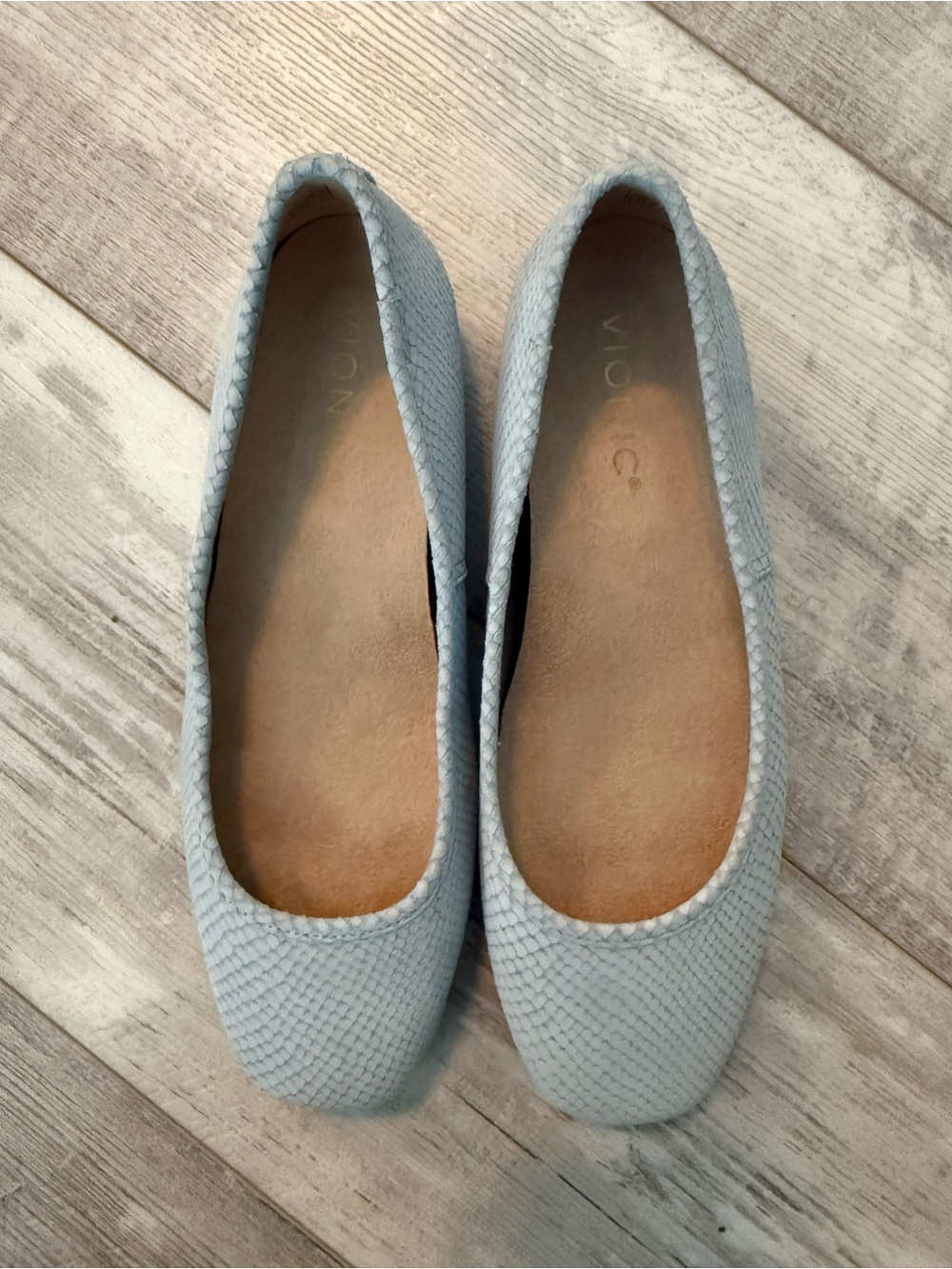 Vionic Pale Blue Textured Ballet Flats